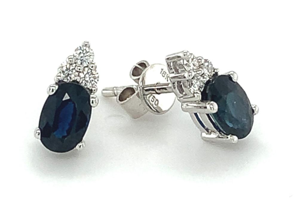 1.59ct sapphire & diamond earrings set in 18kt white gold, G/H colour, SI clarity