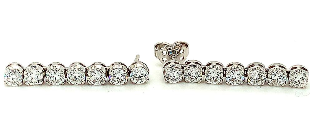 3.53ct 7 diamond drop earrings, 18kt white gold, G/H colour, SI clarity