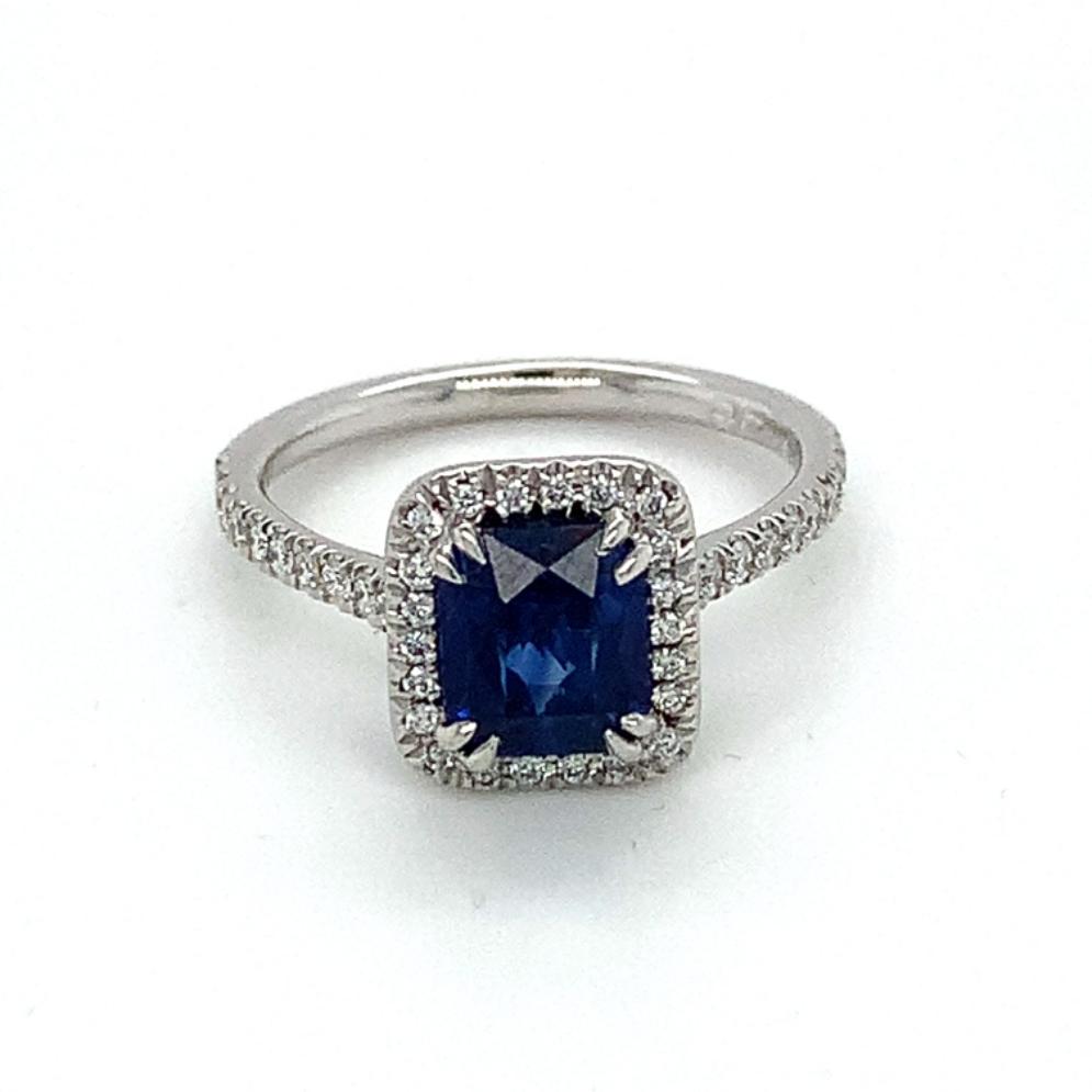 1.99ct sapphire & diamond engagement ring, platinum, G/H colour, SI clarity