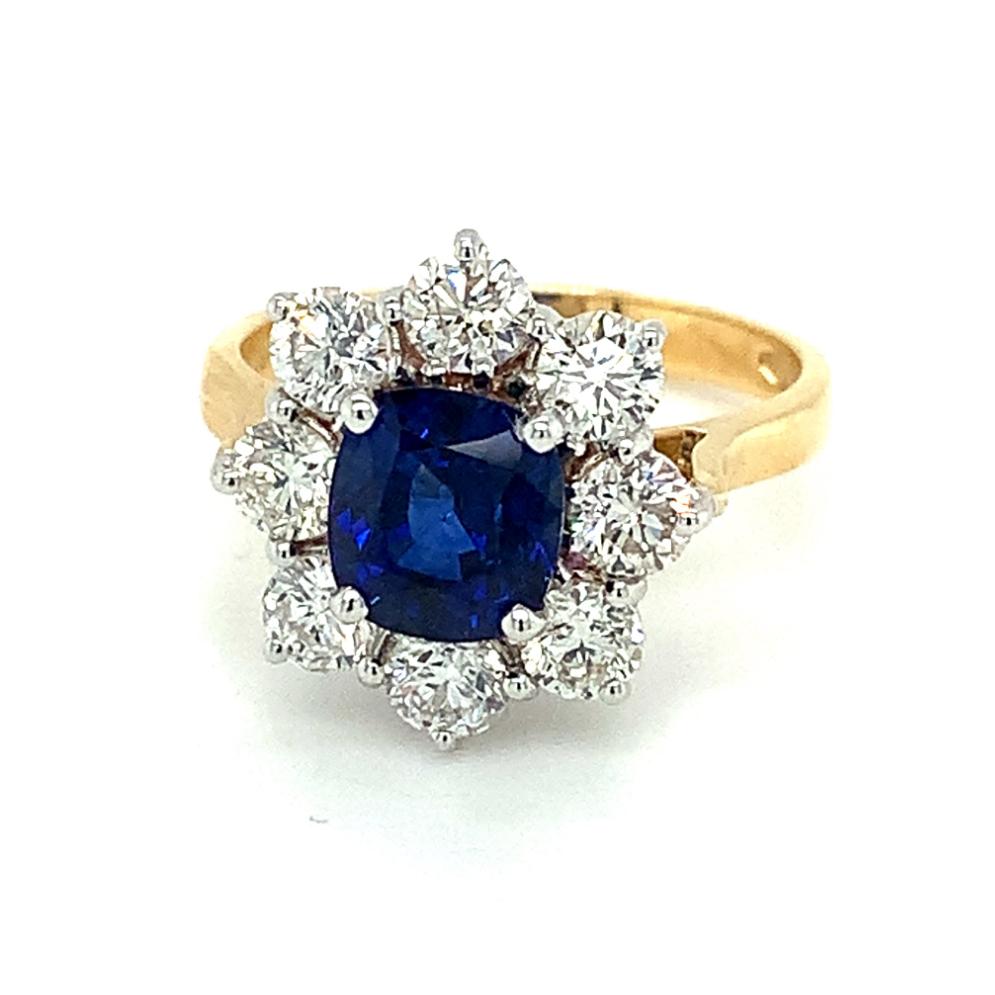 3.48ct sapphire & diamond engagement ring, 18kt gold, G/H colour, SI clarity