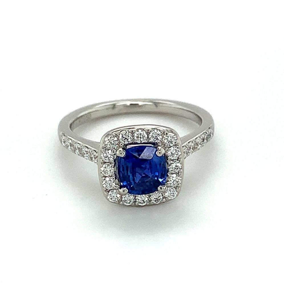 1.71ct sapphire & diamond engagement ring, platinum, G/H colour, SI clarity