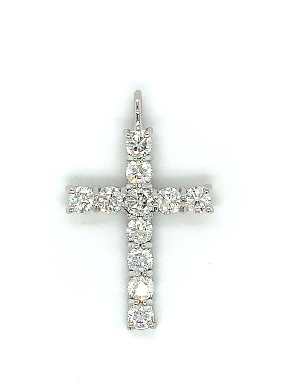 2.12ct round brilliant diamond cross pendant,18kt white gold, G/H colour, SI clarity