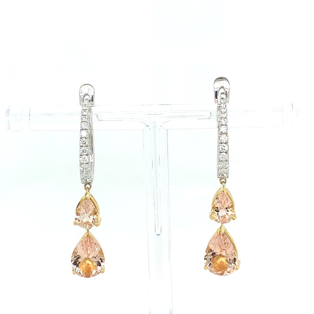 Diamond & morganite earrings set in 18ct white gold