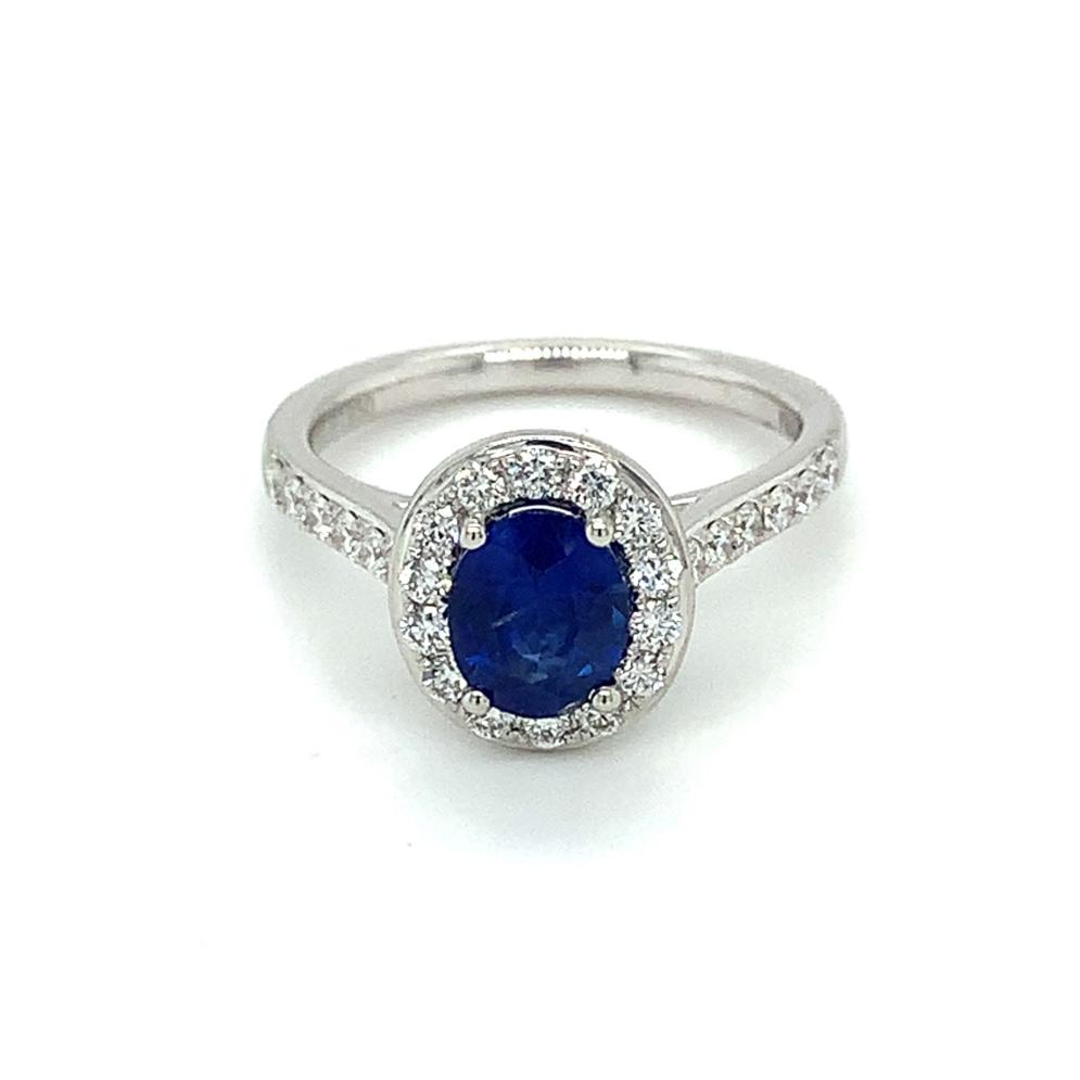 1.80ct sapphire & diamond cocktail ring, platinum halo, G/H colour, SI clarity