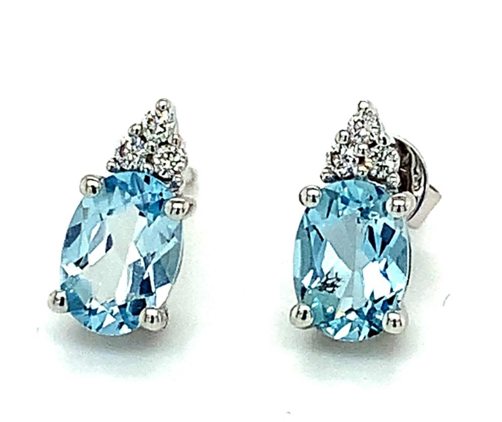 1.40ct aquamarine & diamond earrings set in 18kt white gold