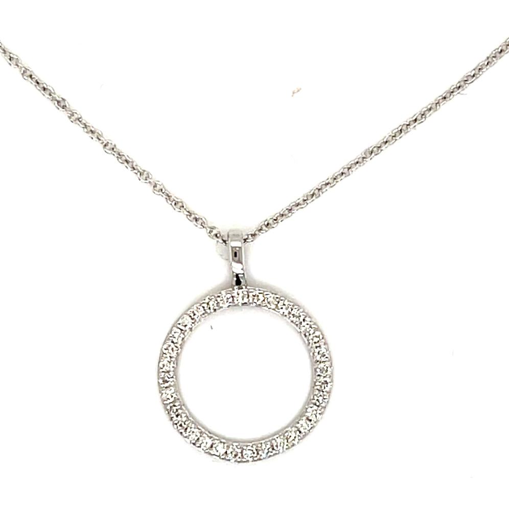 0.17ct round brilliant diamond halo pendant, 18kt white gold, G/H colour, SI clarity