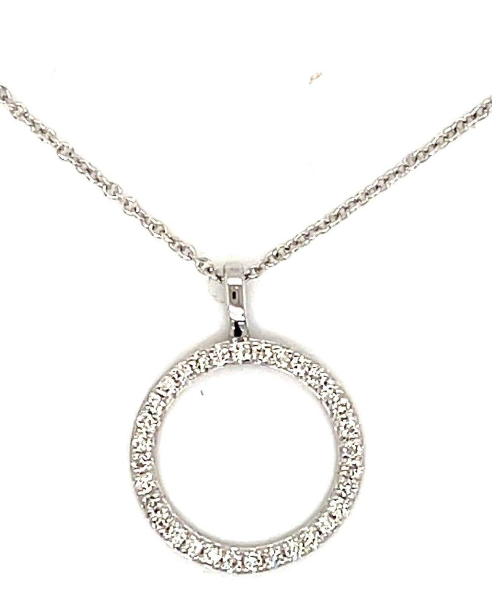 0.16ct round brilliant diamond halo pendant, 18kt white gold, G/H colour, SI clarity