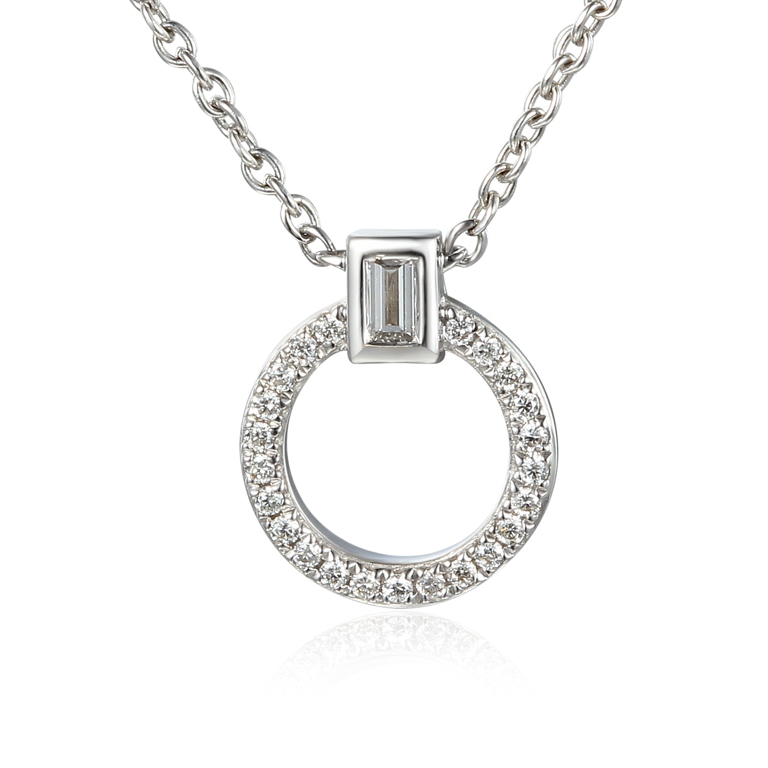 0.12ct diamond halo pendant, 18kt white gold, G/H colour, SI clarity