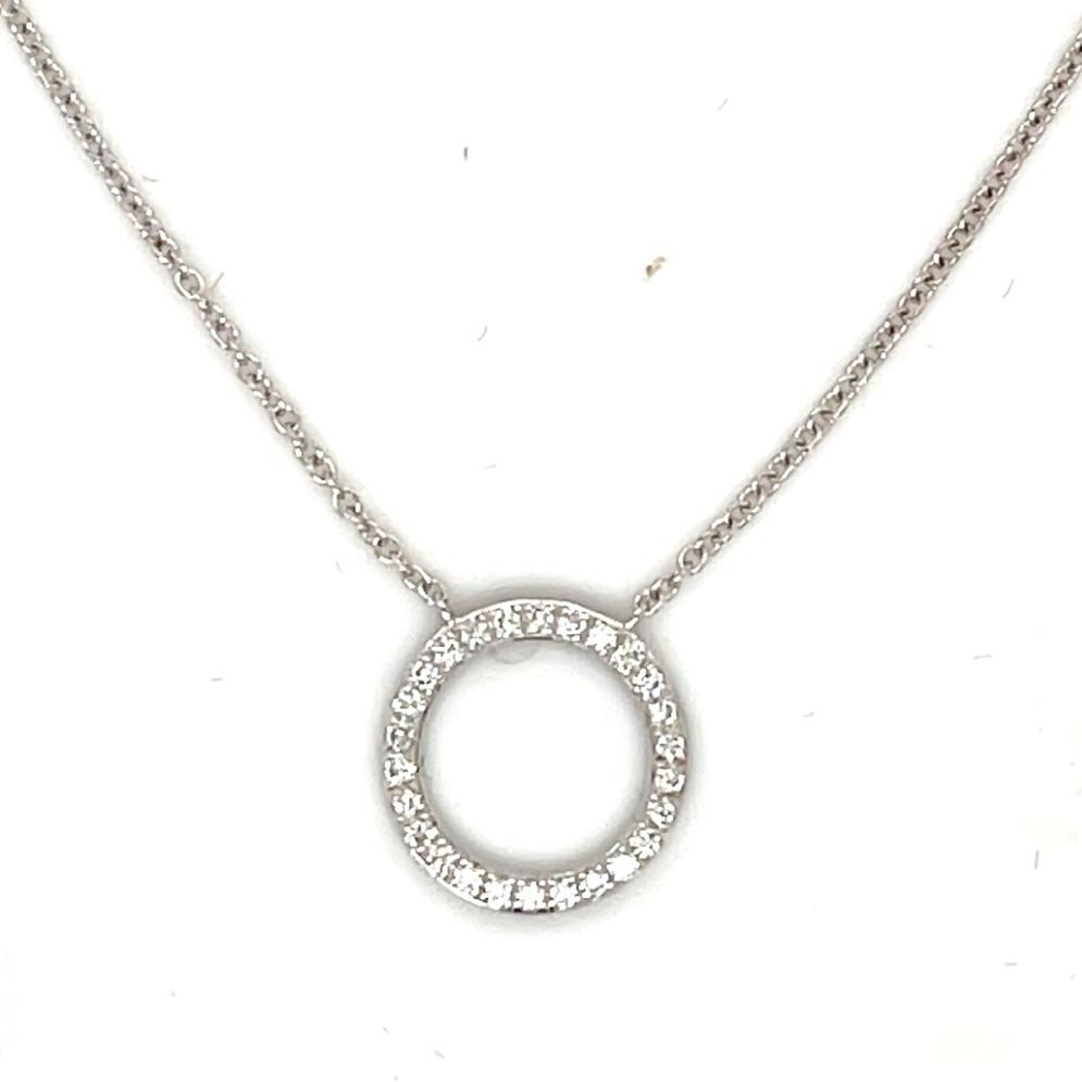0.10ct diamond halo pendant, 18kt white gold, G/H colour, SI clarity