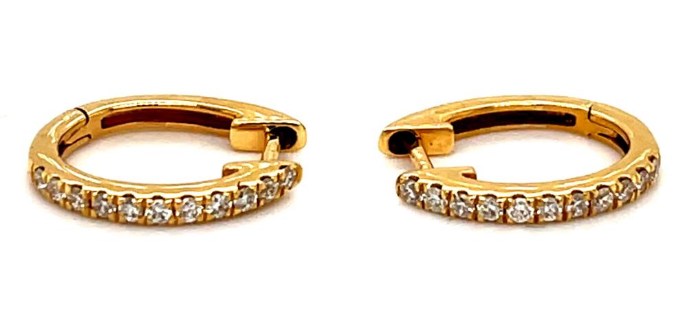 0.21ct diamond hoop earrings, 18kt yellow gold, H/I colour, SI clarity