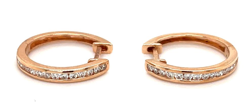 0.45ct diamond hoop earrings set in 18kt rose gold, H/I colour, SI clarity