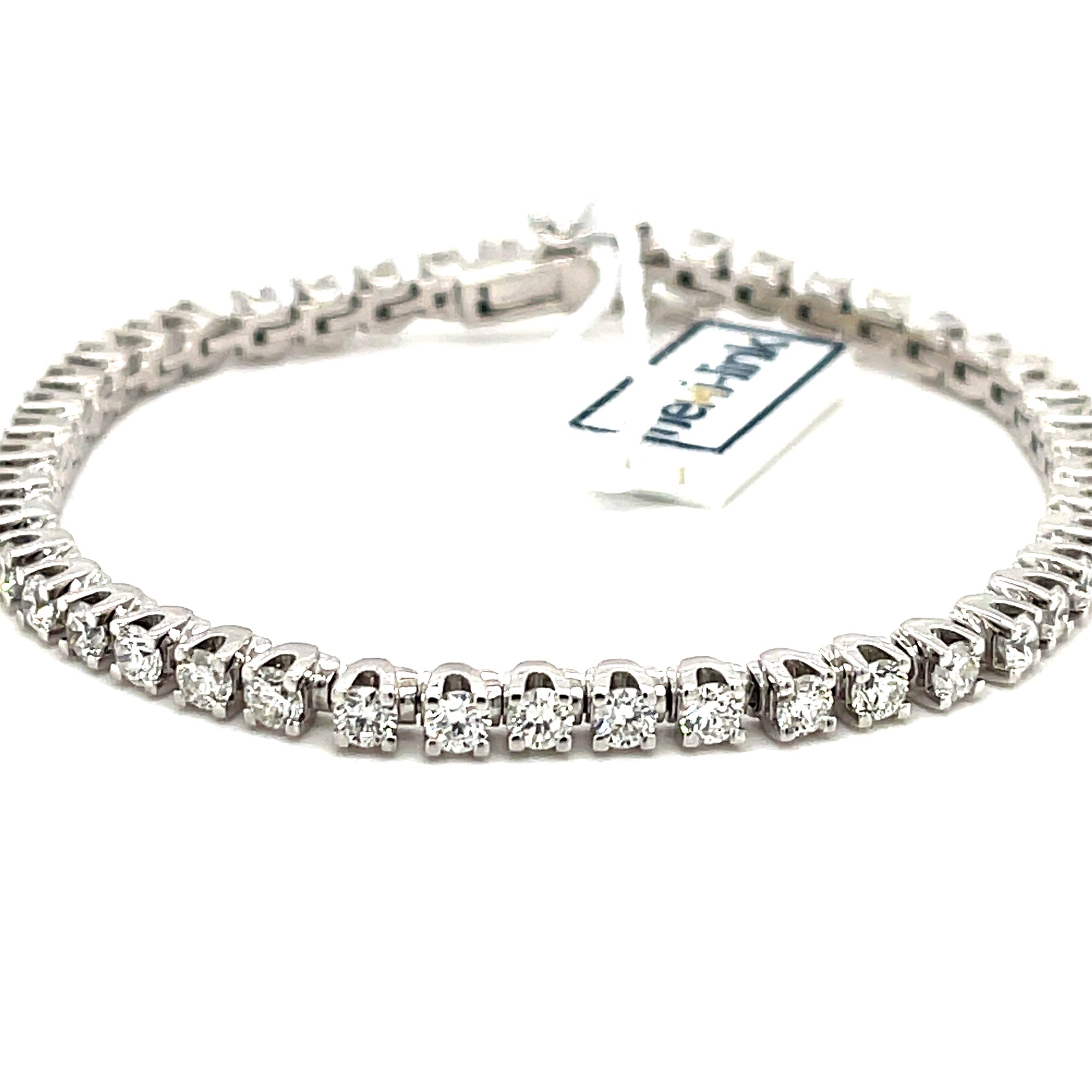 5.04ct round brilliant cut diamond tennis bracelet, 18kt white gold, G/H colour, SI clarity