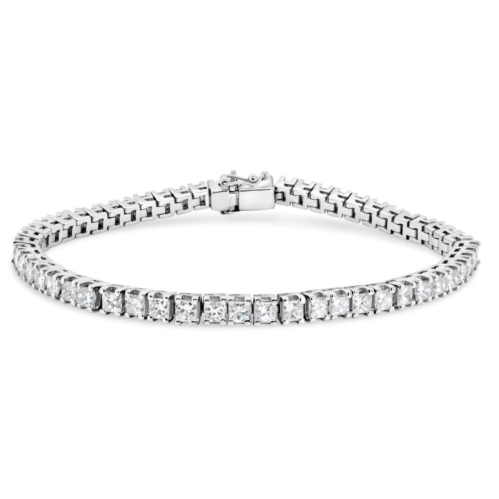9.02ct princess cut diamond tennis bracelet, 18ct white gold, G/H colour, I1 clarity