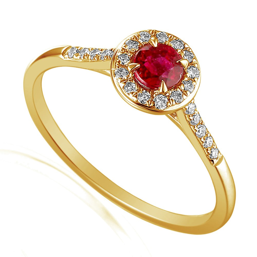 0.65ct ruby & diamond ring set in 18ct yellow gold