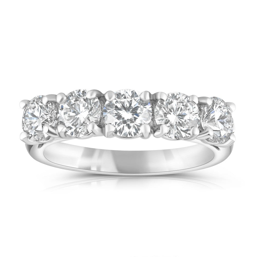 1.50ct round diamond 5 stone eternity ring set in platinum