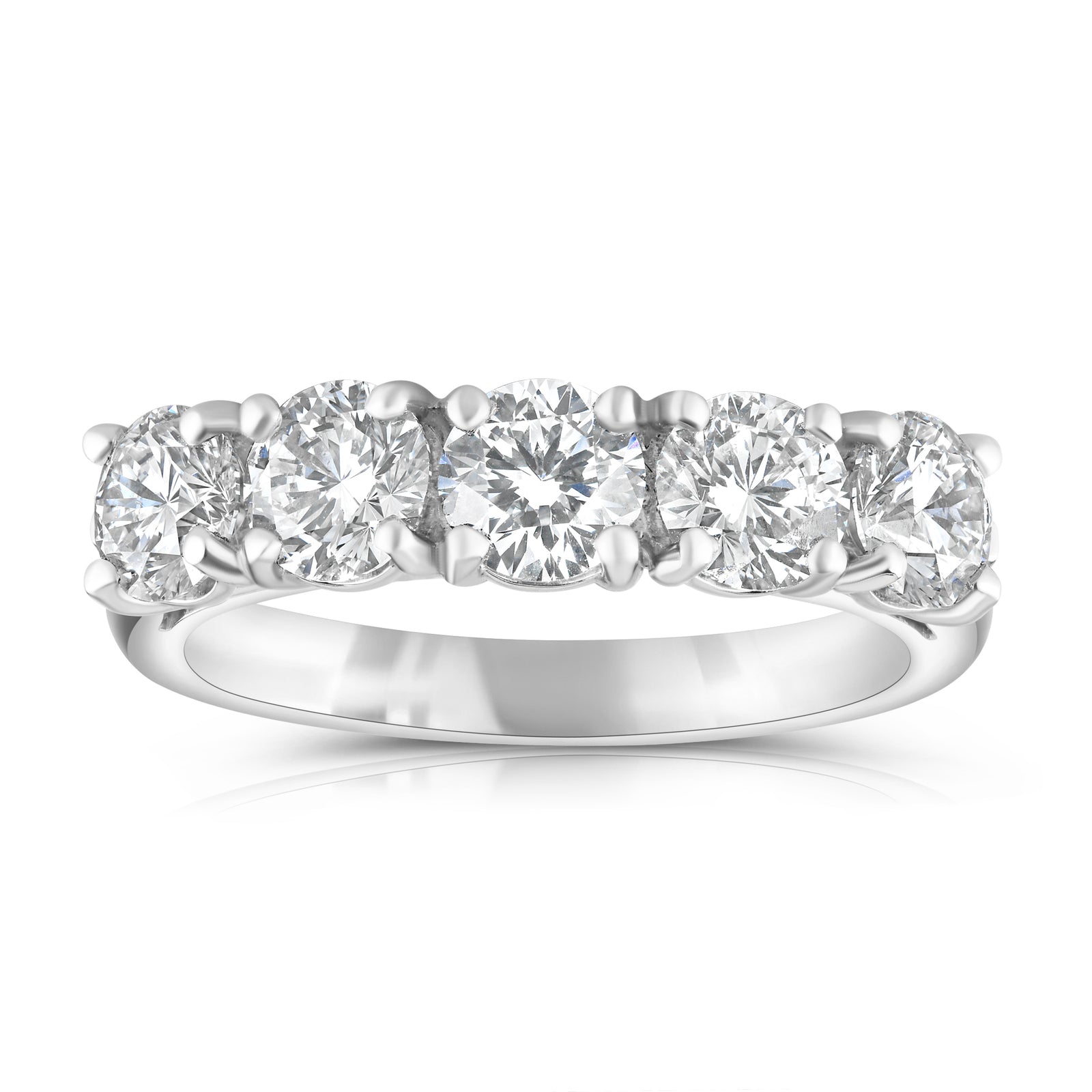SOLD - 3.02ct natural diamond 5 stone ring, round brilliant cut, F-G colour, SI2 clarity. Platinum