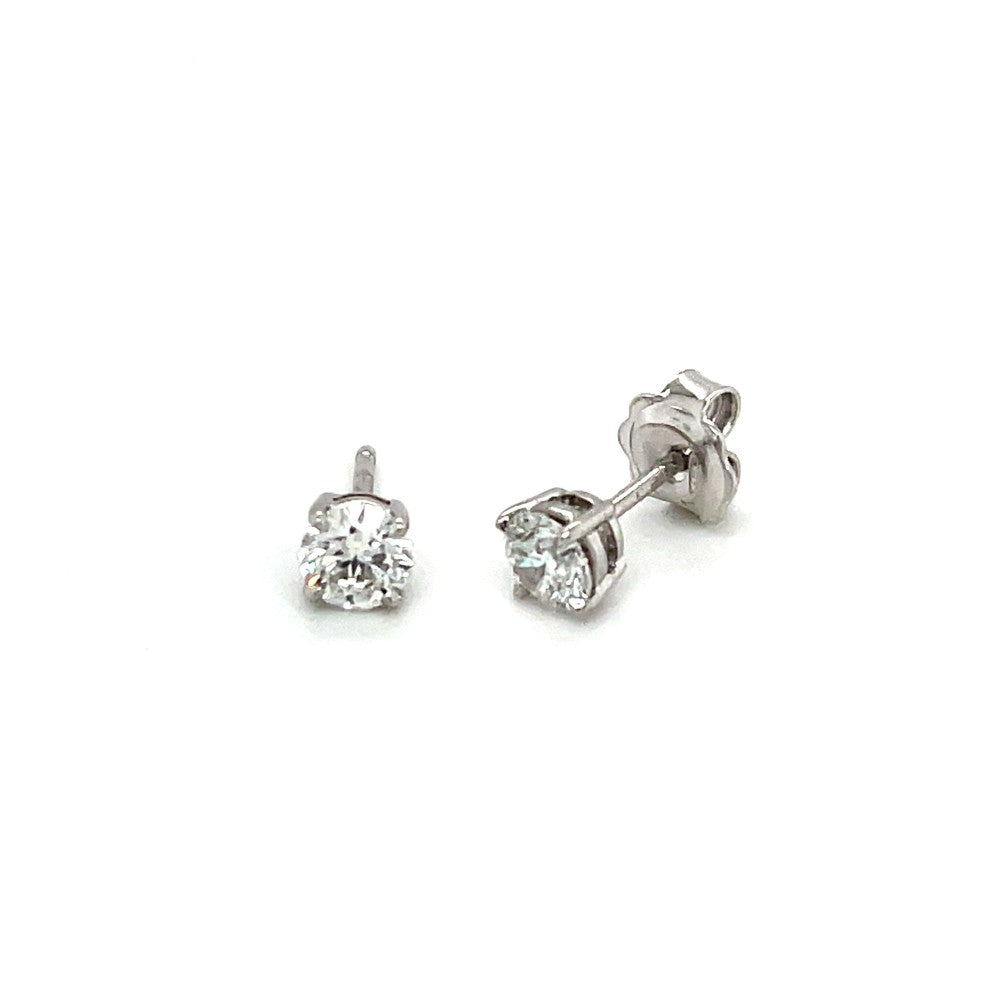 1.00ct round diamond earrings set in 18ct white gold, F colour, SI1 clarity, GIA certified