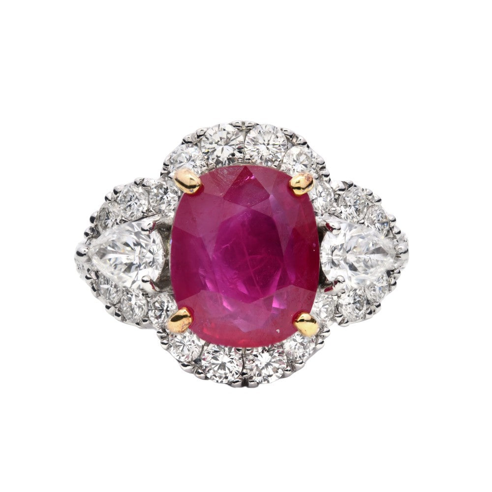 4.93ct Burmese ruby & diamond cocktail ring set in 18ct white gold