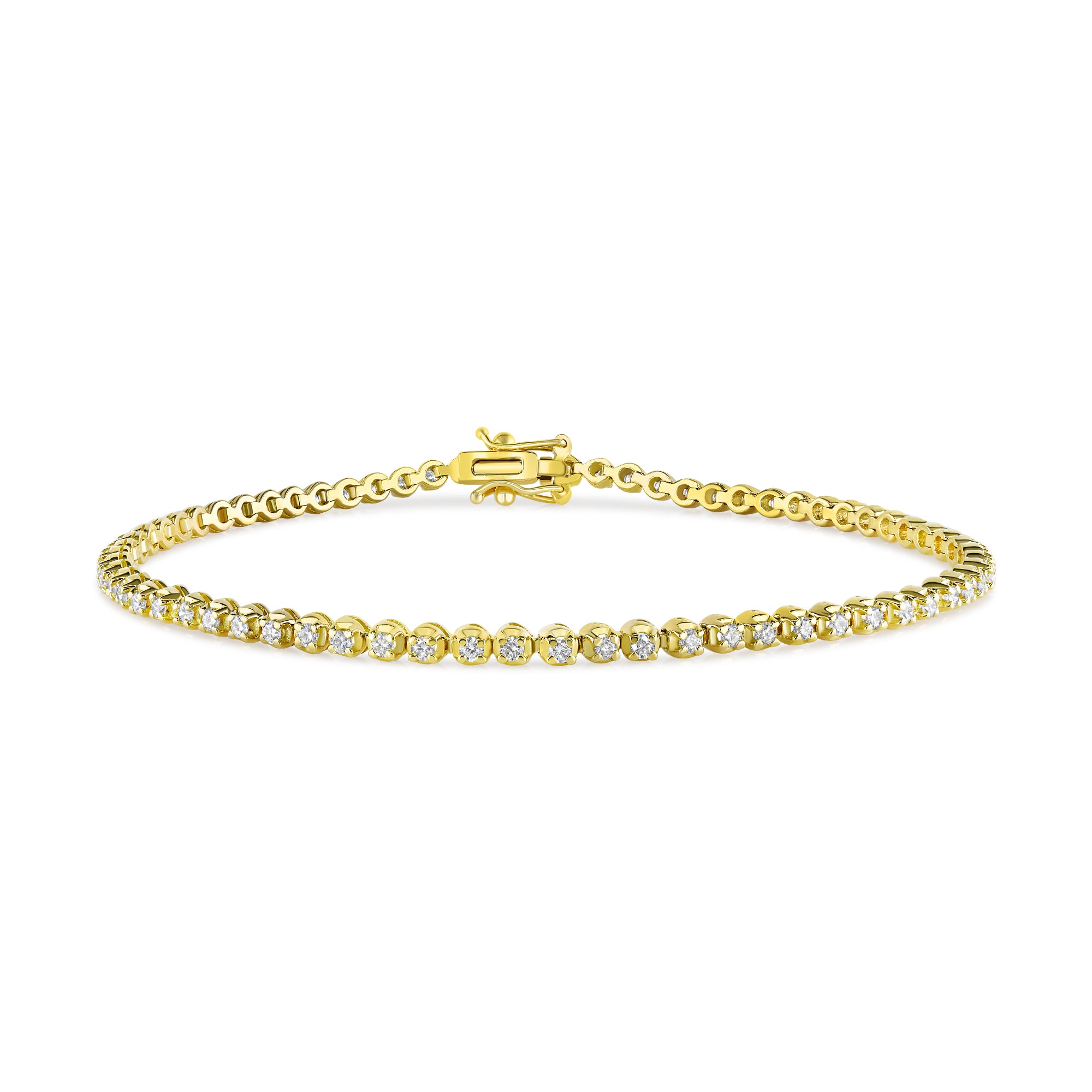 3.03ct round diamond tennis bracelet set in 18ct yellow gold