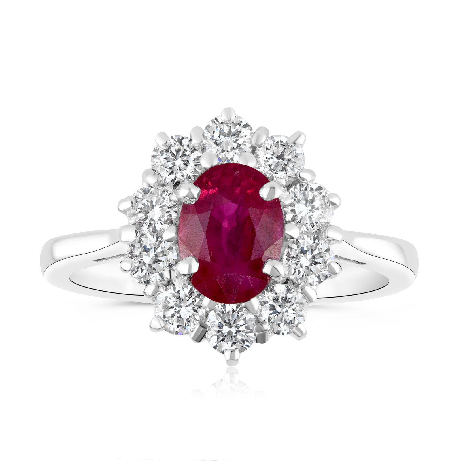 SOLD - 1.20ct ruby & diamond cluster ring set in platinum