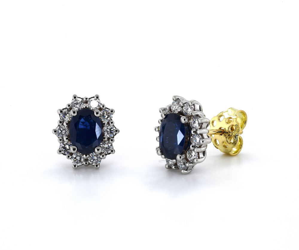 1.42ct sapphire & diamond earrings set in 18ct yellow & white gold