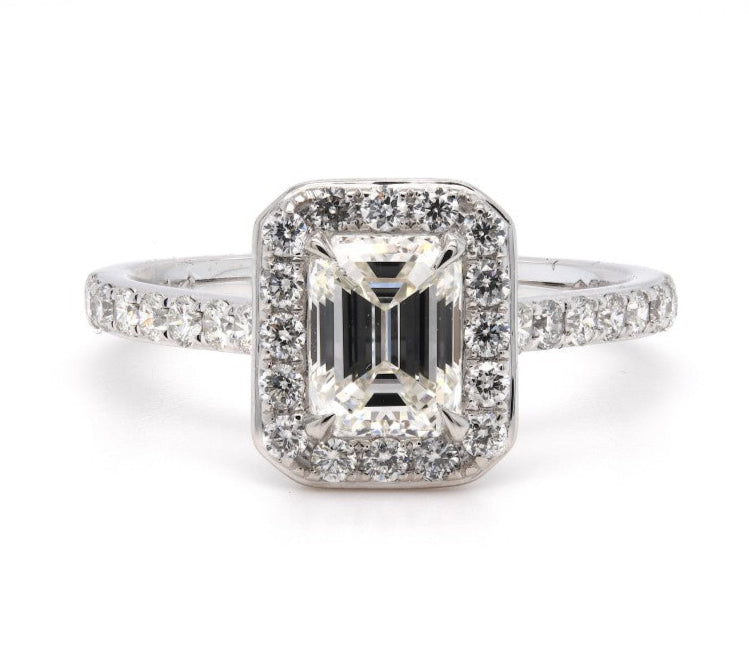 SOLD - 1.23ct natural diamond engagement ring, emerald cut, F colour, SI1 clarity, GIA certified. Platinum