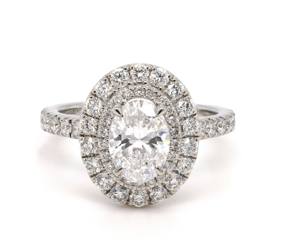 1.77ct natural diamond engagement ring, oval cut, D colour, SI1 clarity, GIA certified. Platinum