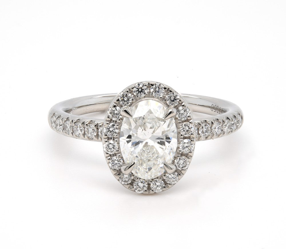 SOLD - 1.22ct natural diamond engagement ring, oval cut, F colour, SI1 clarity, GIA certified. Platinum