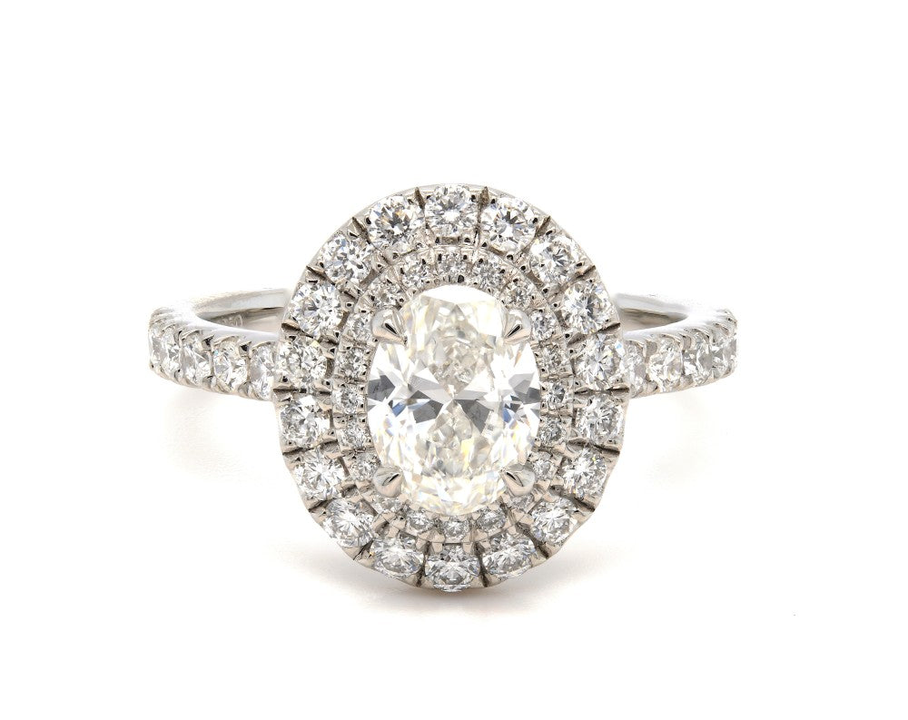 SOLD - 1.48ct natural diamond engagement ring, oval cut, F colour, VS2 clarity, GIA certified. Platinum