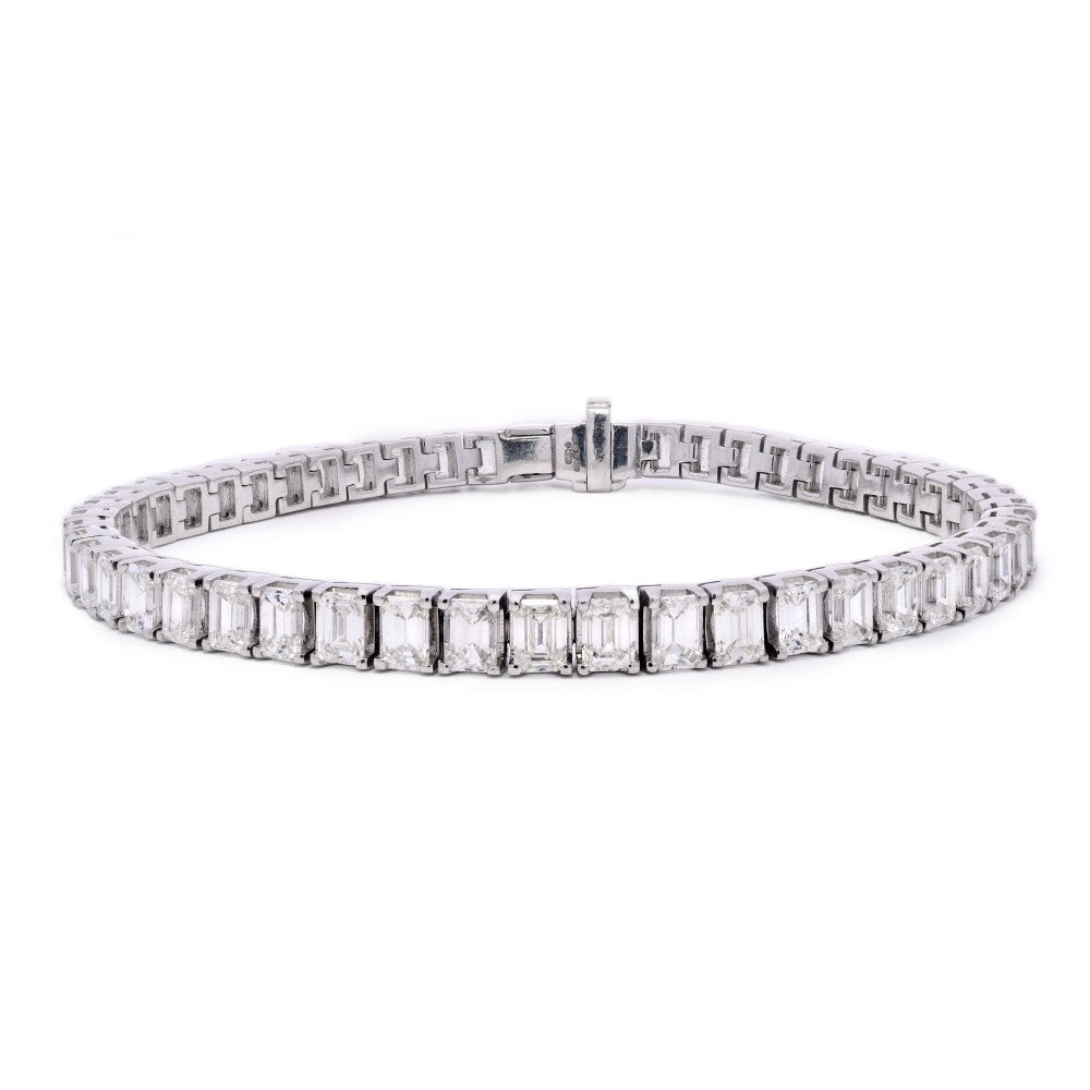 12.22ct emerald cut diamond tennis bracelet, platinum, G/H colour, SI clarity