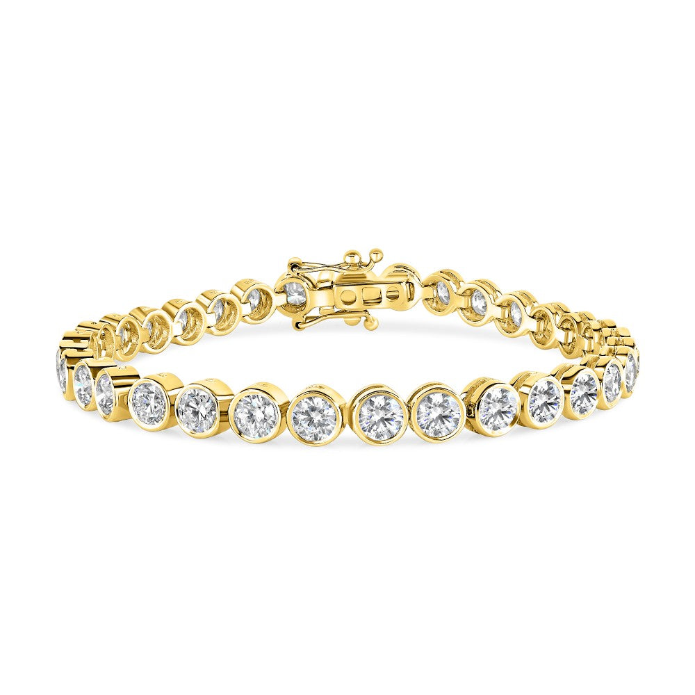 7.05ct round brilliant diamond rubover bracelet set in 18ct yellow gold