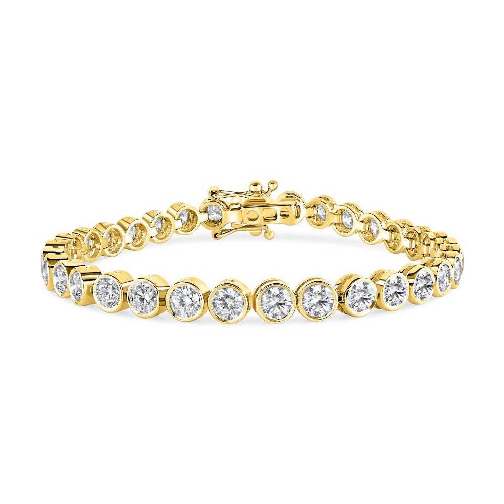 7.05ct round brilliant diamond rubover bracelet set in 18ct yellow gold