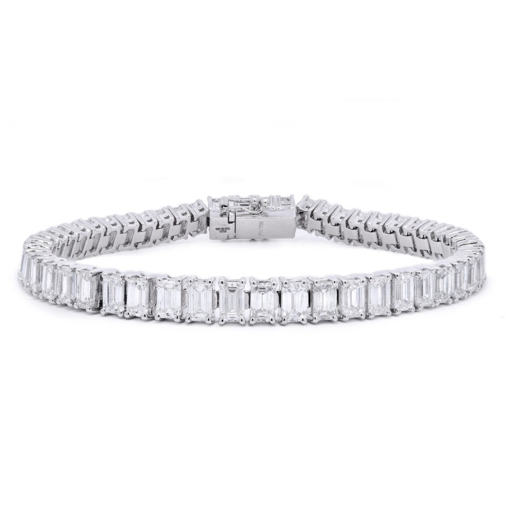 15.53ct emerald cut diamond tennis bracelet, platinum, G/H colour, SI clarity