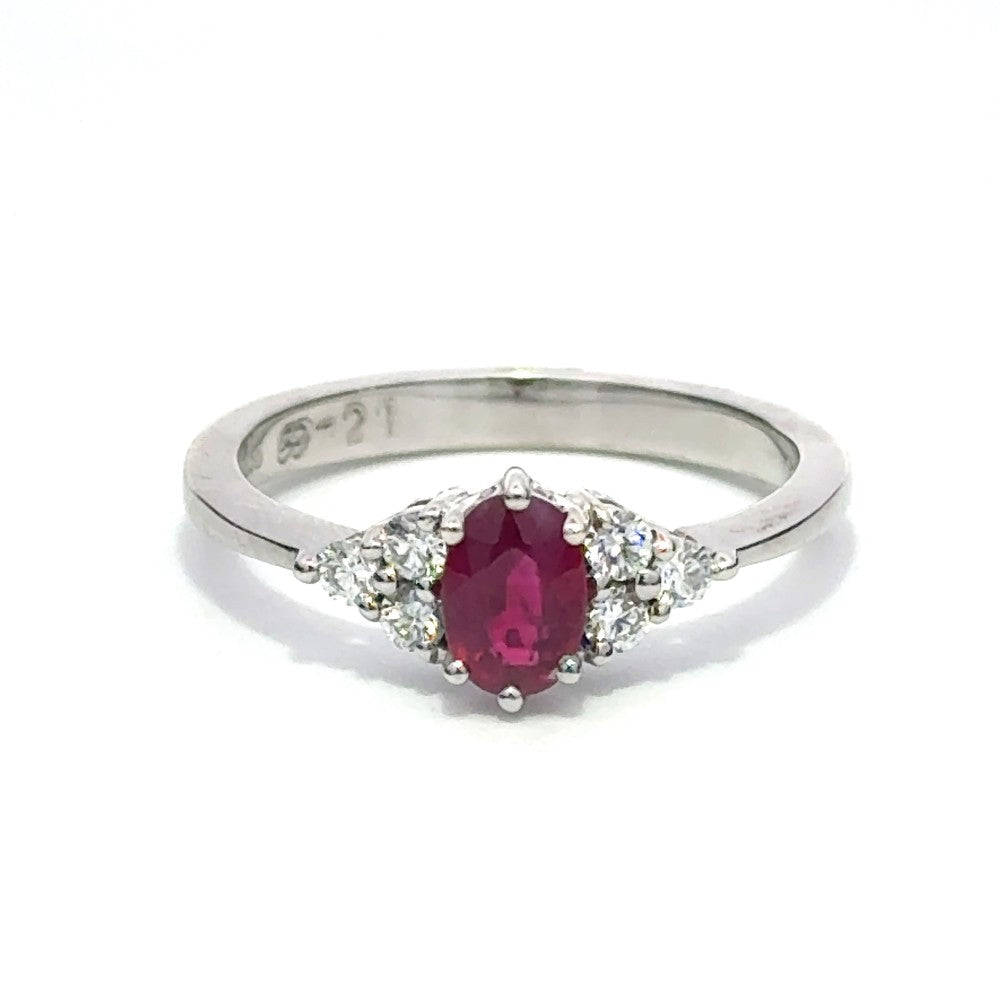 0.90ct ruby & diamond engagement ring set in 18ct white gold