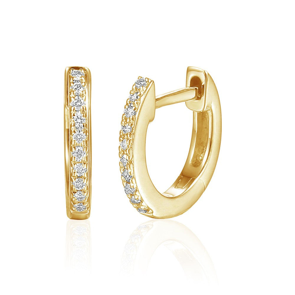 0.06ct natural diamond hoop earrings set in 18ct yellow gold
