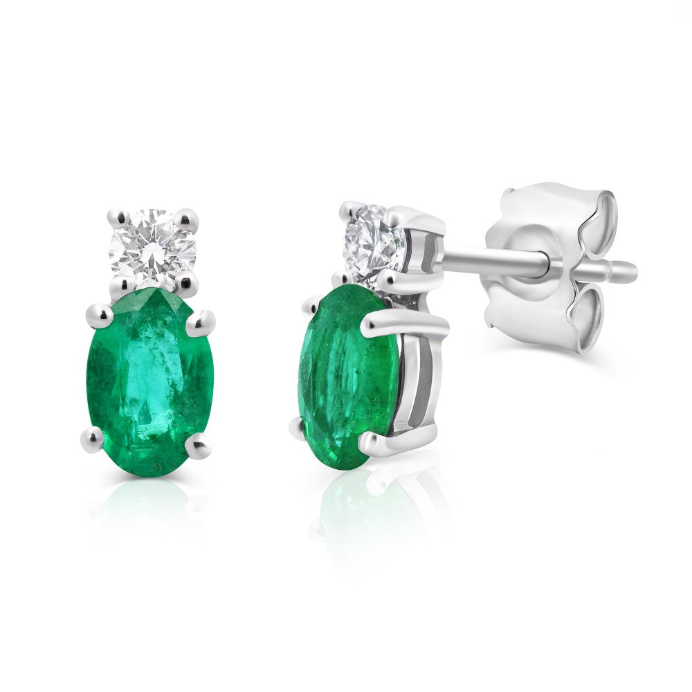 2.17ct emerald & diamond earrings set in 18ct white gold