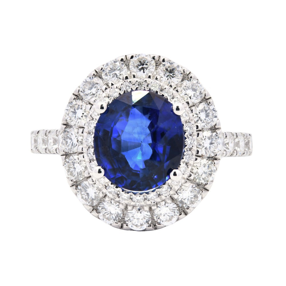 3.33ct sapphire & diamond engagement ring set in platinum