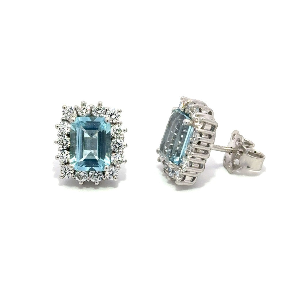 3.81ct aquamarine & diamond earrings set in 18ct white gold
