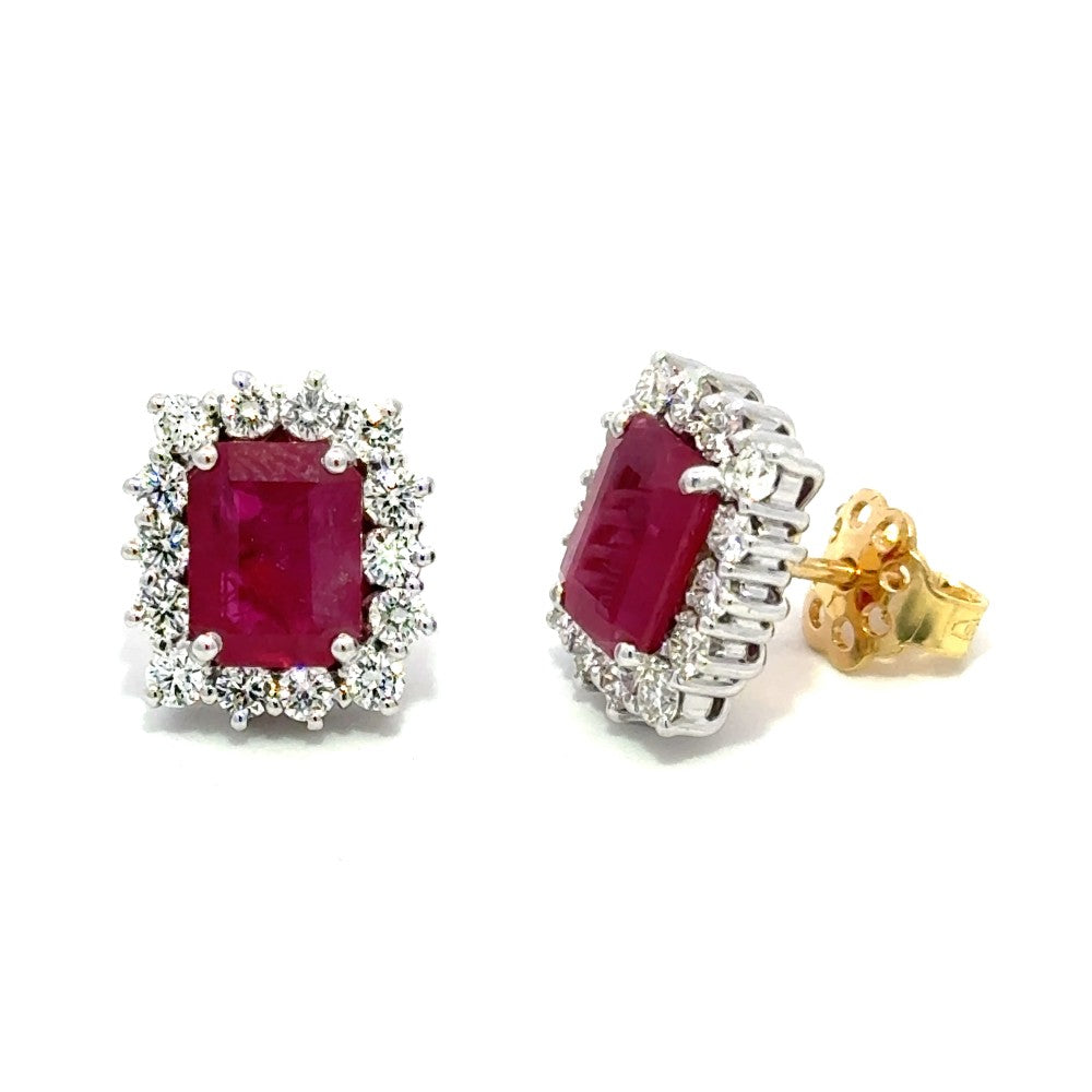4.90ct ruby & diamond earrings set in 18ct white & yellow gold