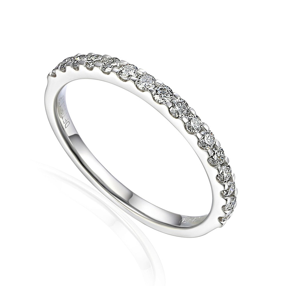 0.25ct diamond half eternity ring, G, VS2, set in platinum