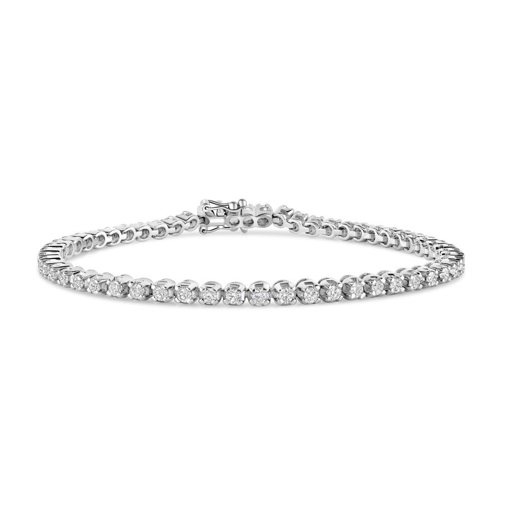 10.00ct round brilliant diamond tennis bracelet, 18ct white gold, G/H colour, I1 clarity
